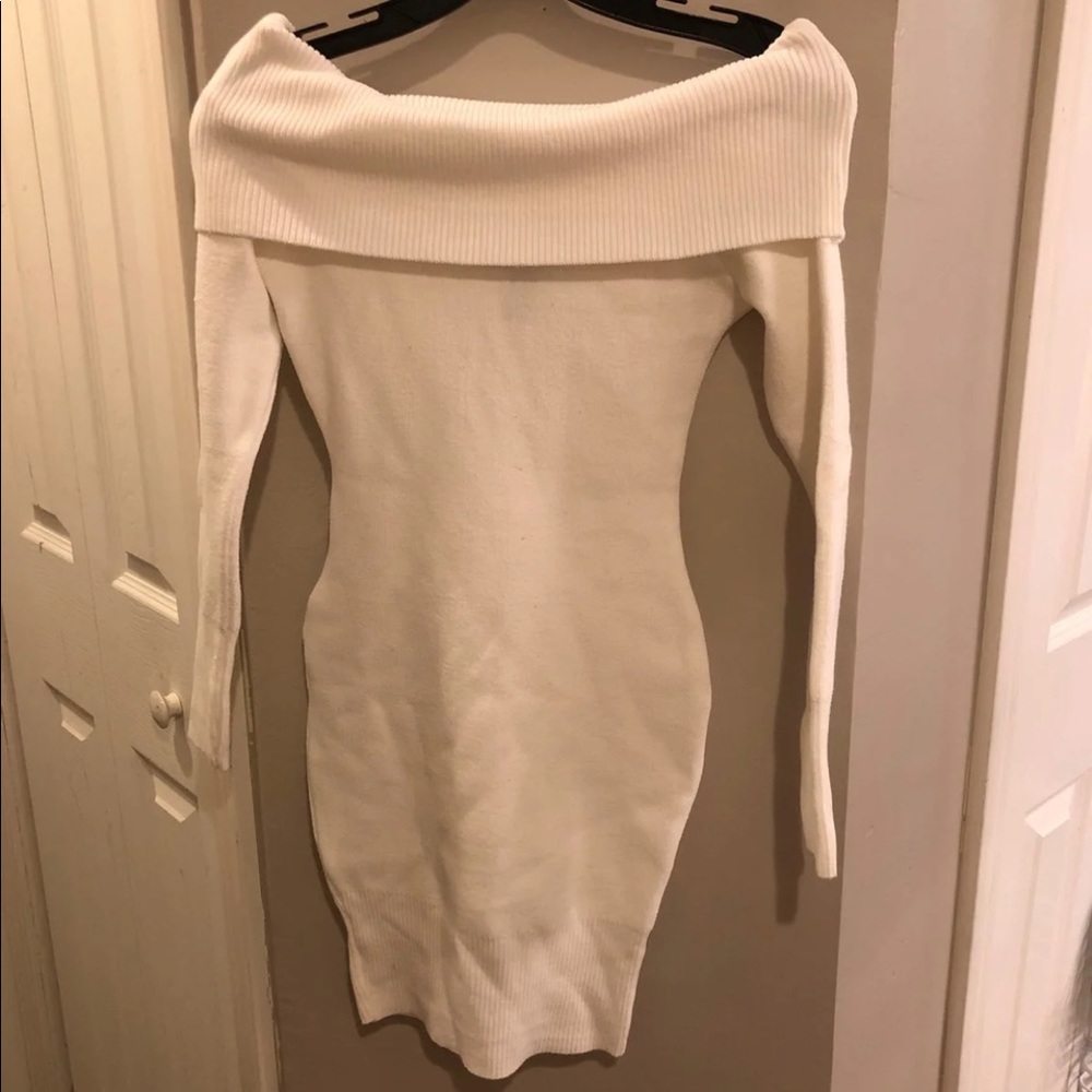 off the shoulder sweater dress